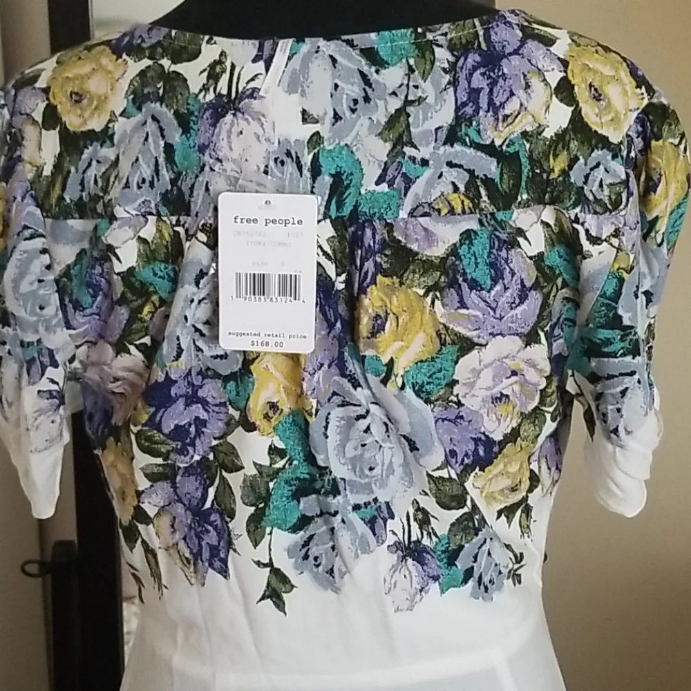 NWT Free People Ivory Floral Dress - Picture 8 of 8